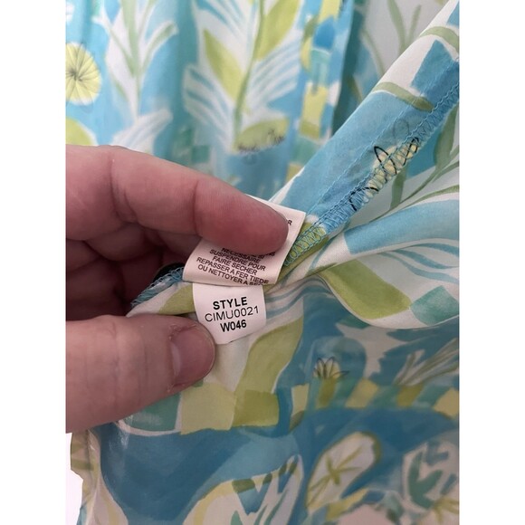 Sigrid Olsen 100% Silk Blouse Size Small Blue Green Retro 70’s Print Preppy - Picture 6 of 7
